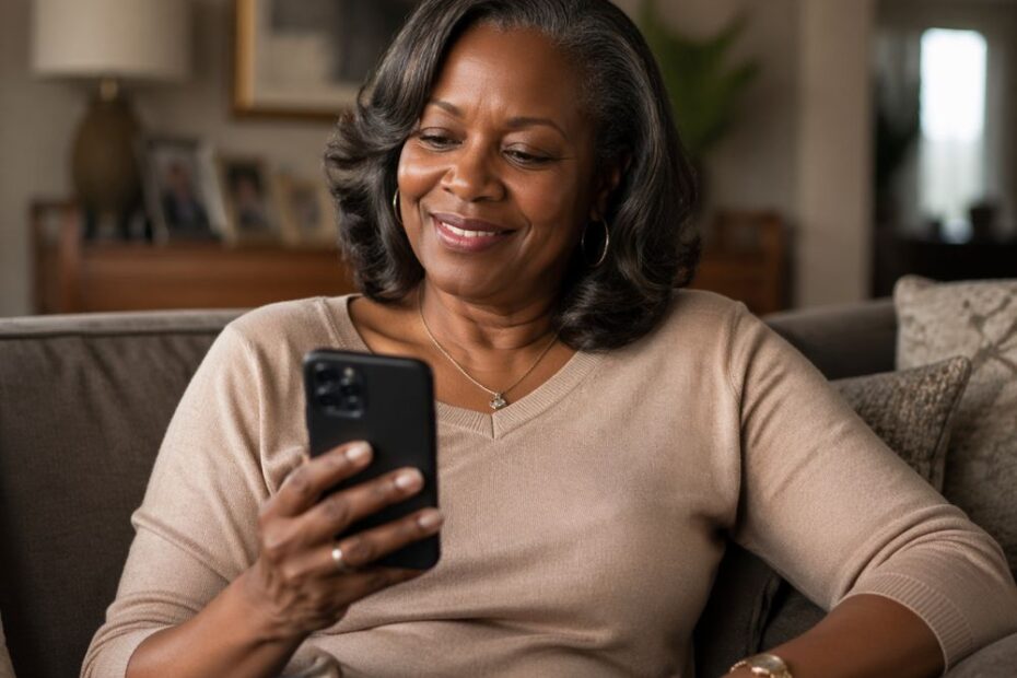 A mature black woman around 55 years old.